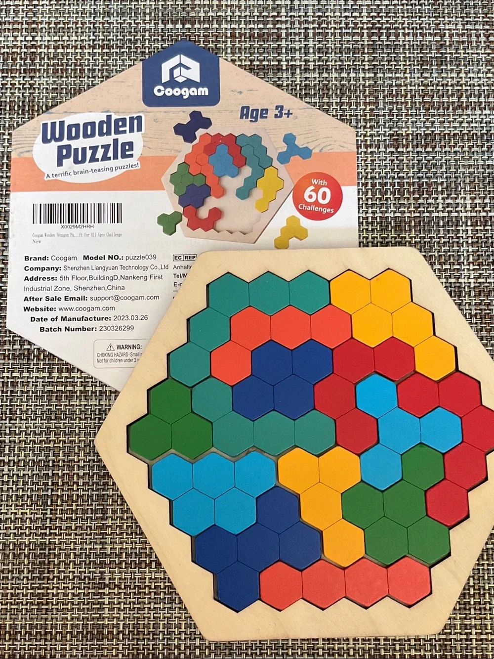 Wooden Hexagon Puzzle - Multicolor Set